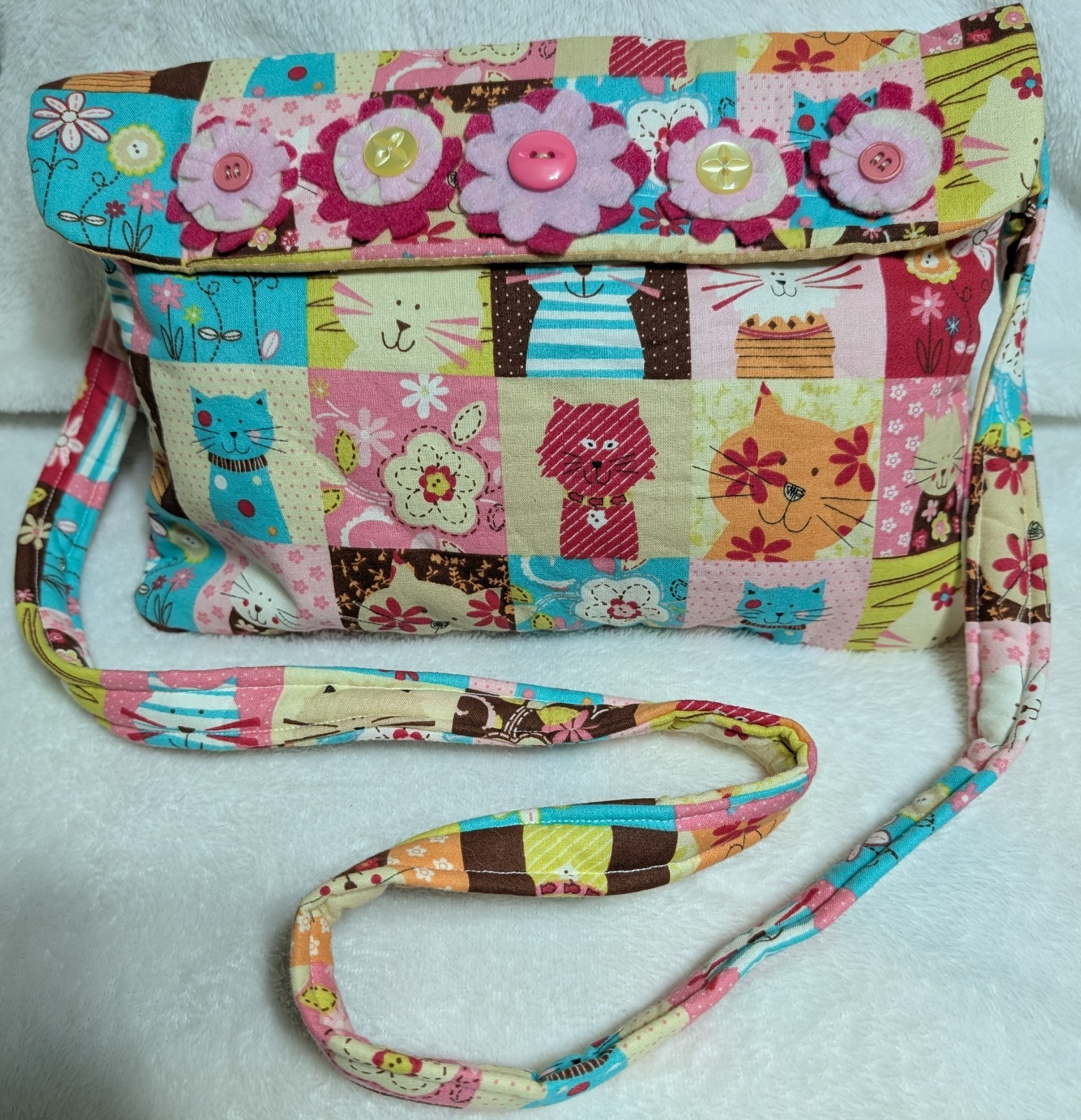 Patchwork Cat Crossbody Everyday Handbag Kitty Pa… - image 4