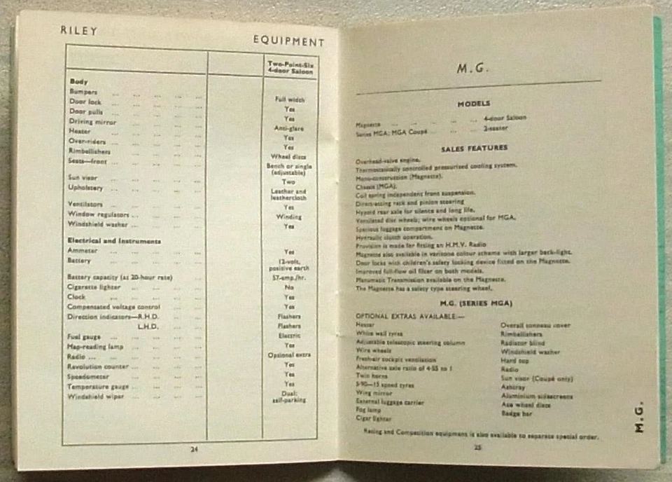 NUFFIELD SALESMANS REFERENCE Guide 1958 MORRIS Wolseley RILEY MG - Image 4 of 4