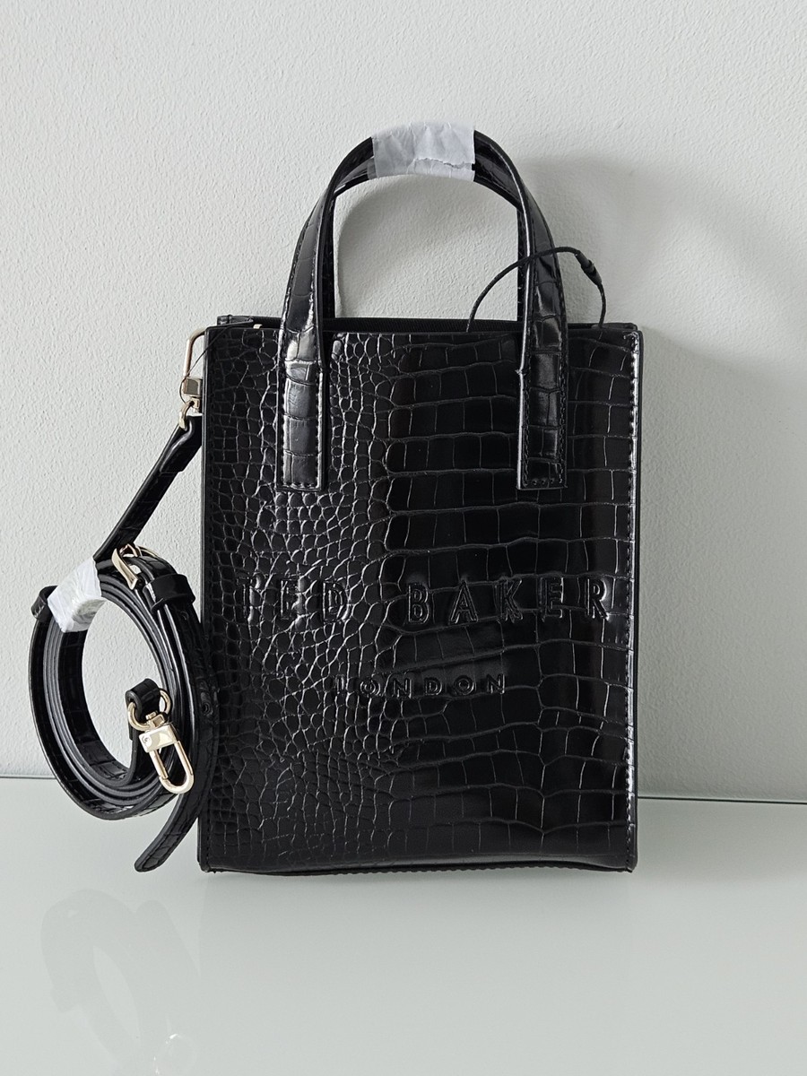 Ted Baker Croc Detail Mini Icon Bag BLACK UK