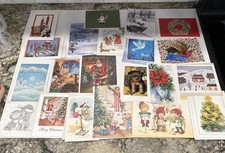 VTG Christmas Retro Santa Elves Trees Wreath Card Lot 21 Envelopes Holiday