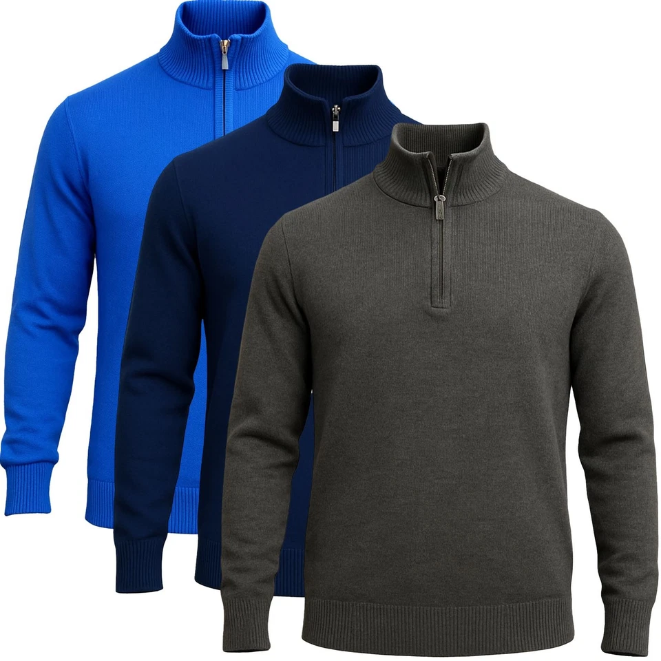 GENERIC Mens Half Zip Fleece Jacket Warm Winter Pullover Jumper Sweater Sweatshirt Tops