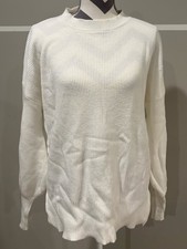 Classic Crewneck Rib Knit Sweater - White