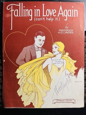 Q 9x12 Marlene Dietrich Movie Sheet Music THE BLUE ANGEL  Falling In Love Again 
