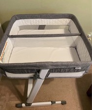 Baby Delight Gray Convertible Bedside Sleeper with Height Adjustment Mesh Side