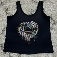 VTG 1992 American Biker Double Sided Ruffle Tank Top Delta 50/50 Made USA XL