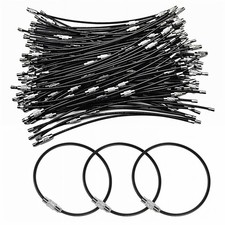 150pcs Black Steel Wire Keychains Cable   2mm Thick, 6  Heavy Duty Luggage Ta...