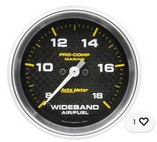 Auto Meter 200870-40 Pro-Comp Marine Wideband Air/Fuel Gauge 2-5/8 Analog 8:1-18