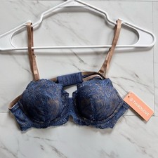 NWT Thirdlove 24/7 Lace Balconette Blue and beige bra size 34A 1/2