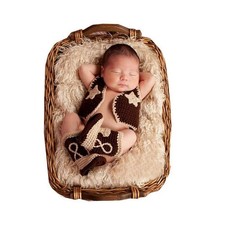 Newborn Photography Props Outfits Boys Girls Cowboy Vest  Boots Baby Photo P...