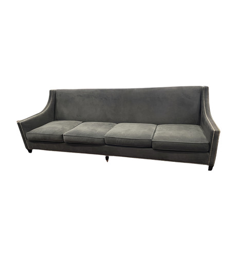 Bernhardt Gray Tuxedo Sofa with Nailhead Trim, AS IS