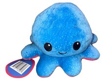 TeeTurtle Reversible Octopus Plush Blue Pink Sparkle Glitter Mood Toy Happy Sad
