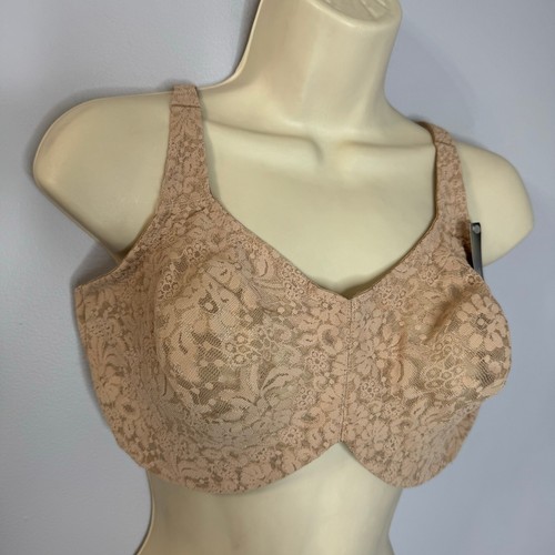 Wacoal Halo Lace Full Figure Underwire Bra Toast Beige Sz 40DD New - 第 1/8 張圖片