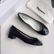 Repetto Low-heeled Flats Women's Leather Patent Leather Nude Bow Shoes