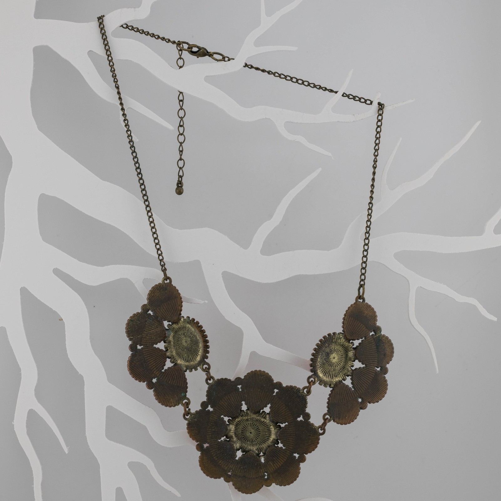 Statement Necklace Orange Acrylic Rhinestone Flor… - image 6