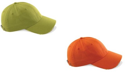 Beechfield Baseballkappe Mütze grün oder orange Vintage gebürstet Baumwolle Twill
