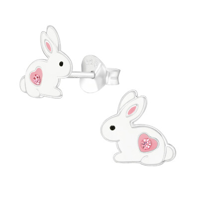 Kinder Ohrringe Hase Ostern 925 Silber Ohrstecker Mädchen Schmuck Geschenk