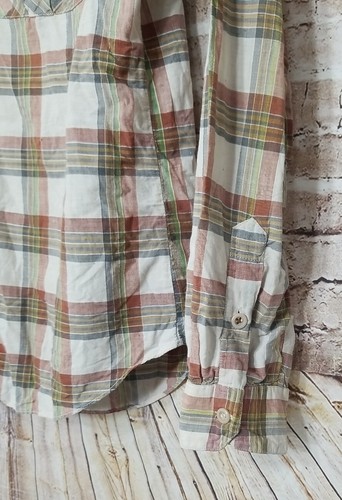 Vintage 70s Gap Mens Size Medium Shirt Button Up Brown Green Plaid - Picture 3 of 12
