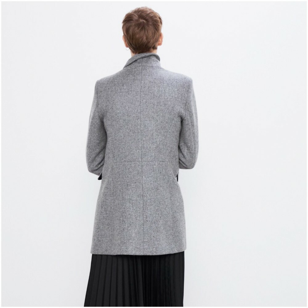 ZARA GREY DOUBLE-BREASTED WOOL BLEND FROCK COAT SIZE XL image 4