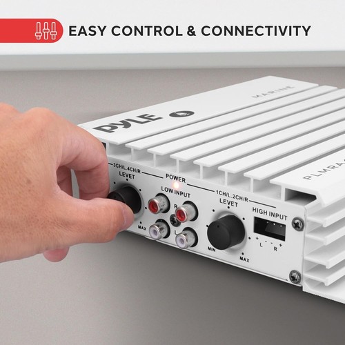 Pyle Hydra 400W 4-Channel Marine Amplifier - Waterproof, Dual MOSFET, RCA Input - Picture 3 of 7