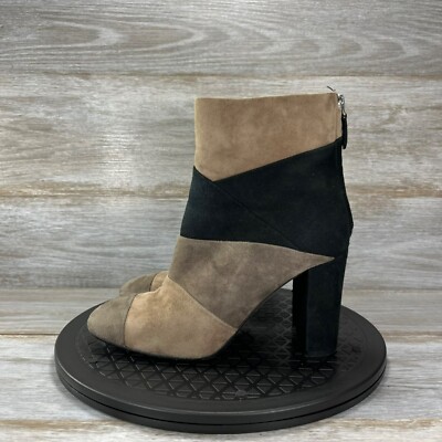 Grigiarancio Color Block Suede Heeled Ankle Boots Patchwork