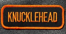 KNUCKLEHEAD EMBROIDERED  IRON ON BIKER PATCH 4 INCH MC PATCH.