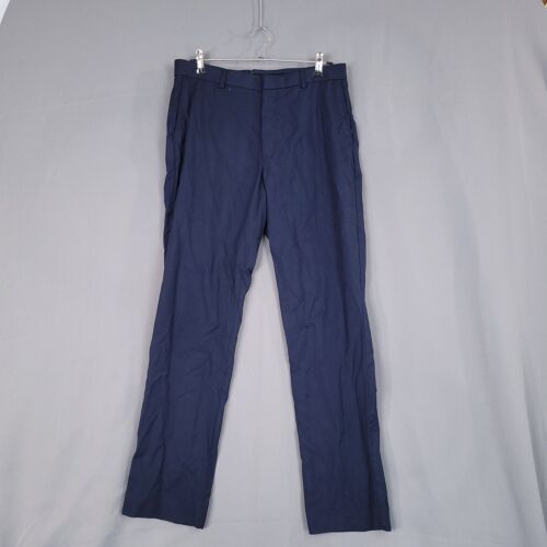 Claiborne Men's Dress Pants Slim Fit Easy Care Mid Rise Navy Blue Size 32 x 32