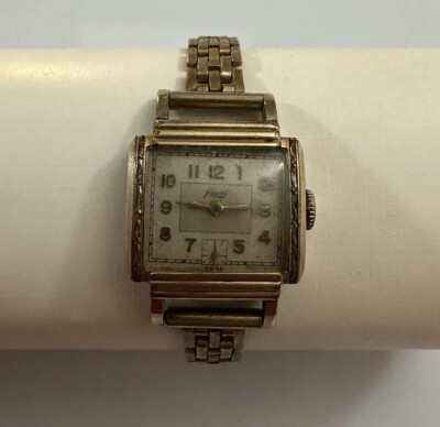 Vintage Lancet Art Deco Wrist Watch Men Gold Tone WORKING! RUNNING! WOW!   