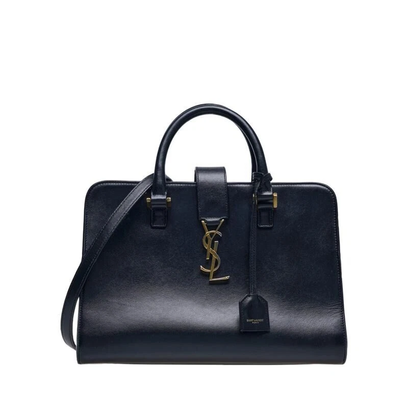 SAINT LAURENT (YSL) Borsa piccola Saint Laurent nera Cabas oro