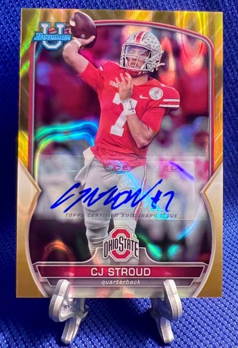 CJ Stroud [Autograph Gold Lava] #100 2022 Bowman Chrome University card