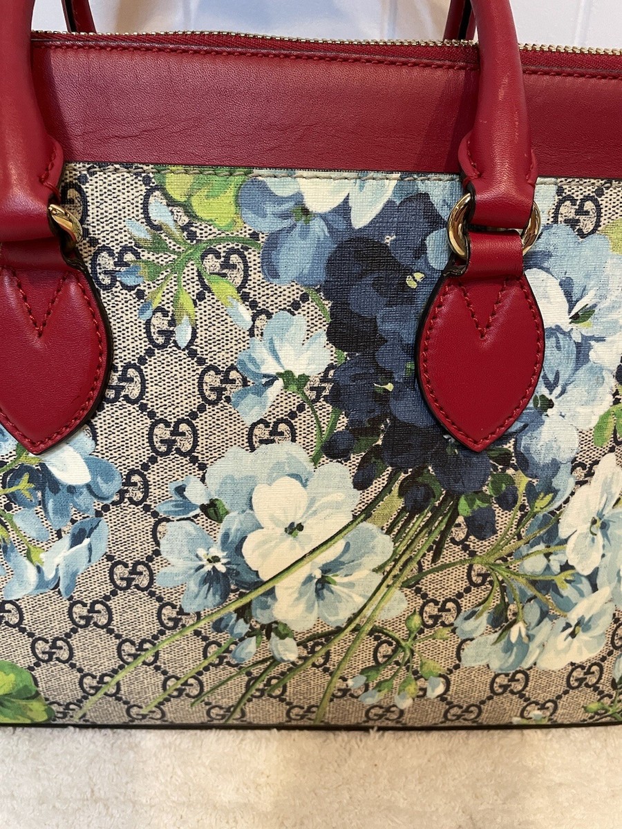 Gucci Blooms GG Supreme Blue Floral Satchel NWOT | eBay