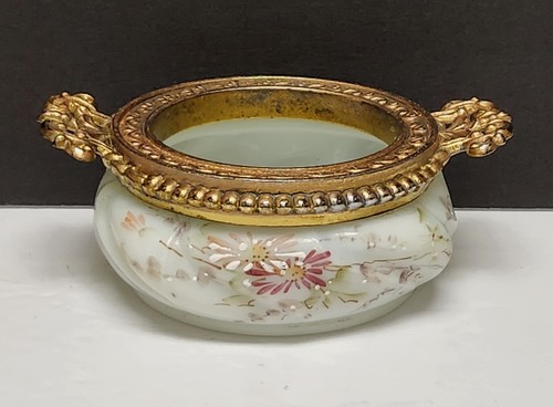 Wave Crest Helmschied Swirl Opal Ware Hand Painted Flowers Open Trinket Pin Tray - Afbeelding 7 van 8