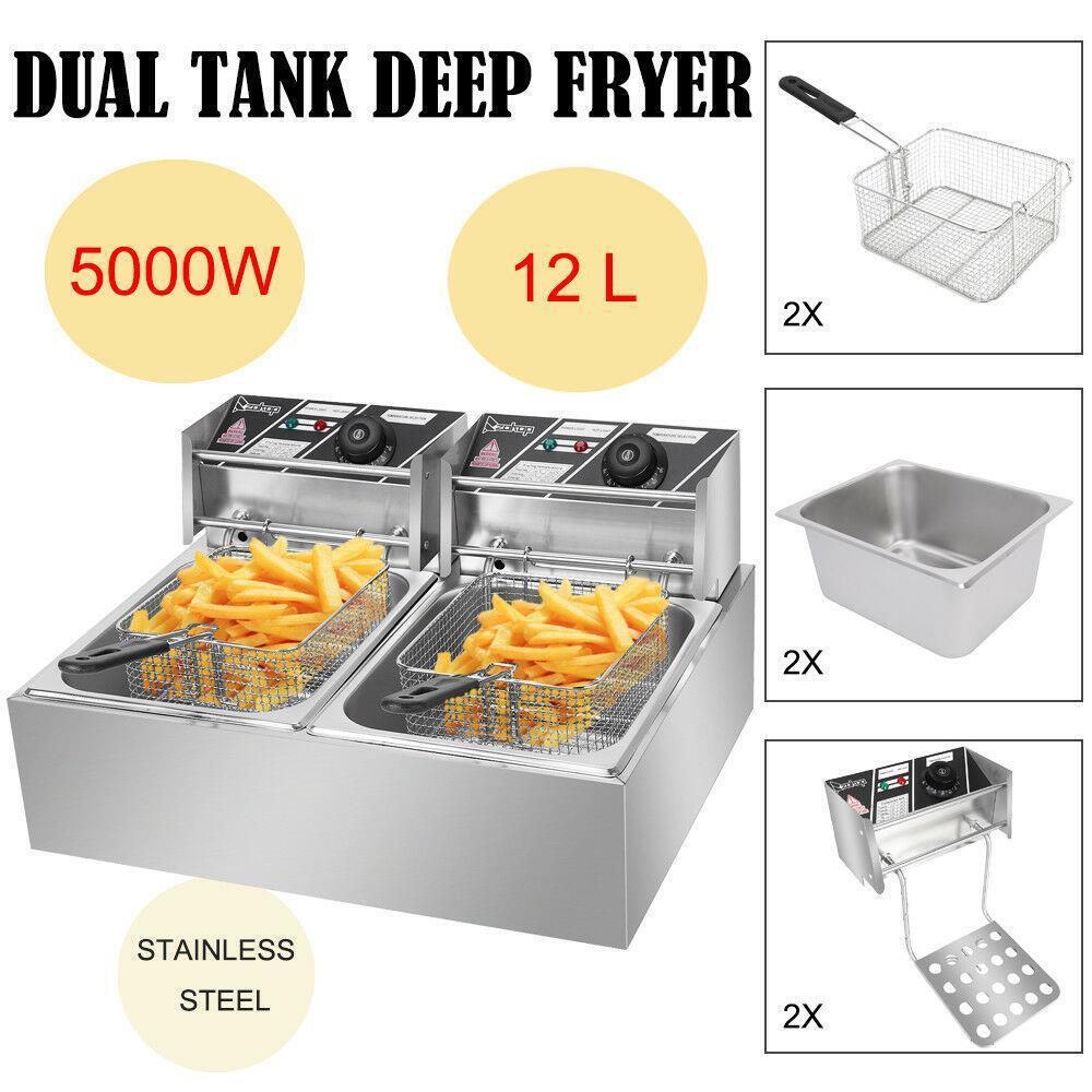 5000W Extra Large Electric Deep Fryer Commercial Restaurant Fry Basket 12L