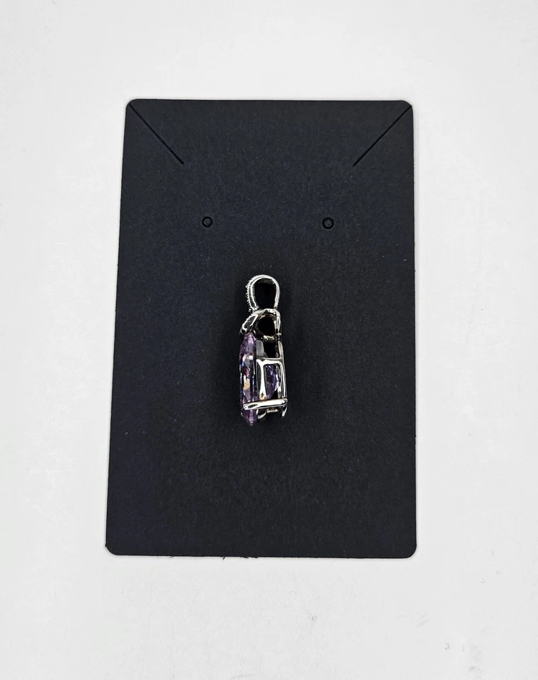 DBJ Victoria Townsend 紫色 CZ Marcasite JUST 吊坠纯银项链 — 第 2/4 张图片