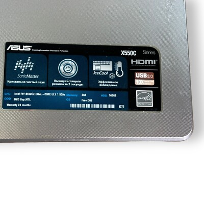 Used ASUS X550C Celeron 1007U 1.5GHz 2GB RAM 500GB HDD Russian