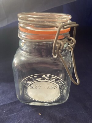 Kilner Vintage quadratischer Glasclip Top luftdichte Aufbewahrung Gewürzglas 70 ml.