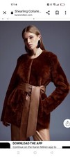 Karen Millen Shearling Collarless Tie Belt Short Coat