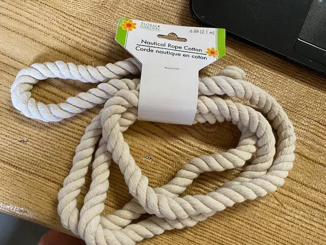 WHITE Rope Decorative Rope 6.8 feet Long .5/8 Diameter, NEW IN PACK