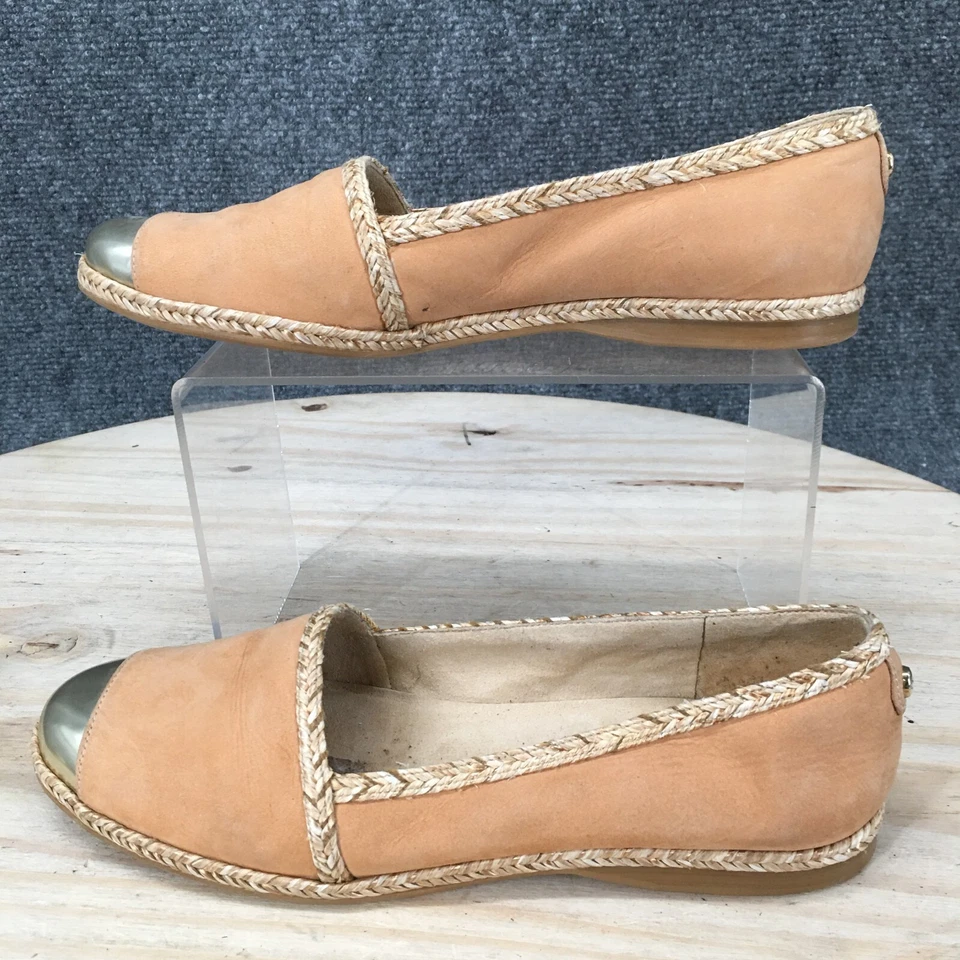 Stuart Weitzman Flats Womens 5.5M Tan Slip On Espadrille Loafer Cap Toe 84395 - Image 2 of 4