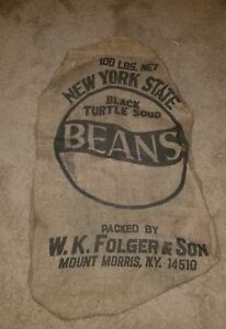 Gettysburg Pa Vintage Burlap Bag NY State Cardinal Bean Co Black Turtle Soup