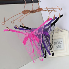 Women's Floral Crotchles Panties Underwear Thongs Lingerie G-String Lace Briefs