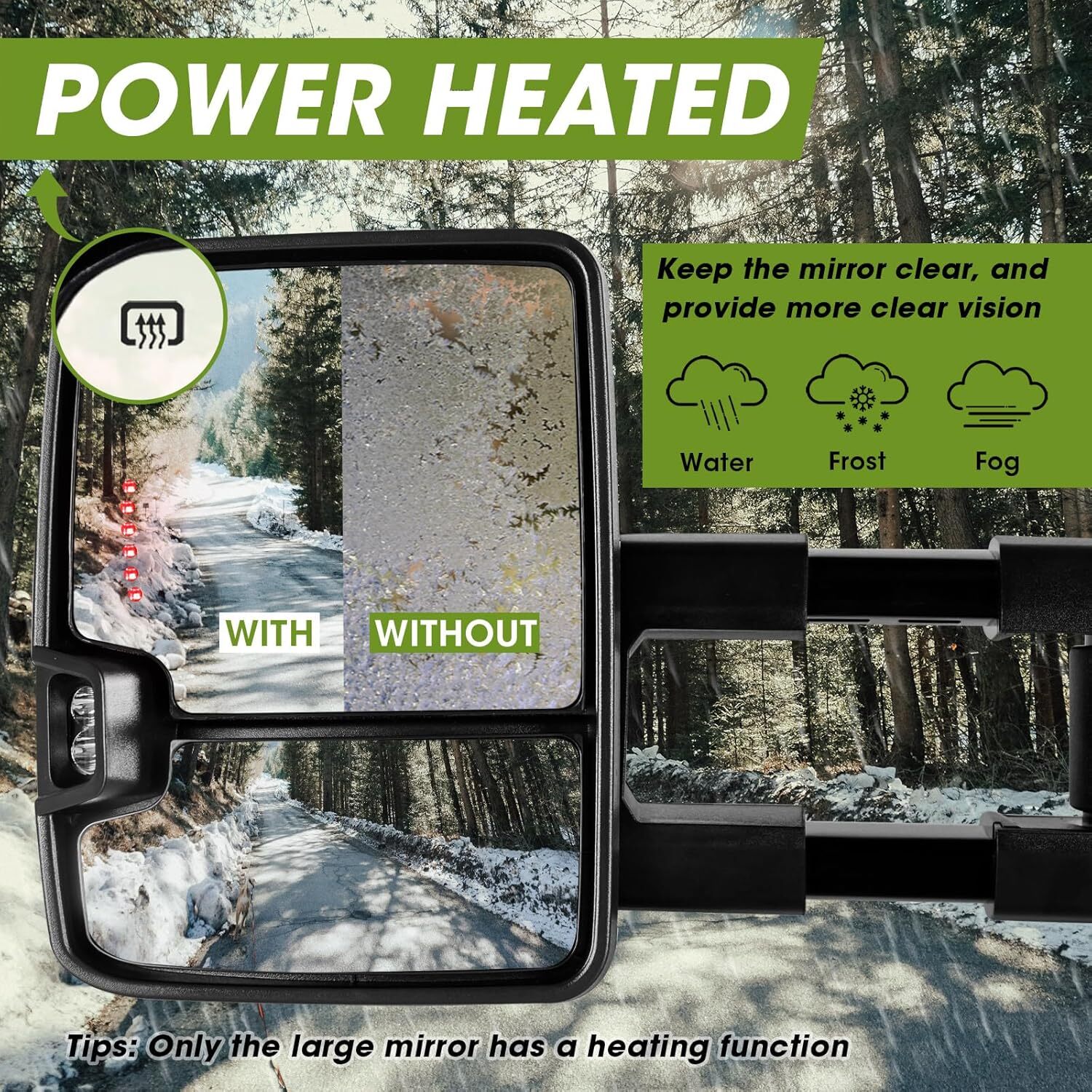 Switchback Power Fold Tow Mirrors White Painted For 2014-2019 Silverado Sierra