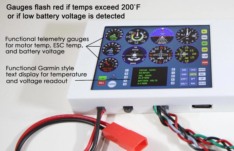 Temp & Voltage Telemetry Panel  2.4inch LCD display for RC Aircraft 3-6s lipo - Image 4 of 4