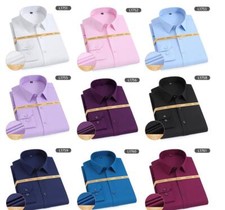 Men's Dress Shirts Long Sleeves Formal Business Bamboo Casual Shirts 17 Colors