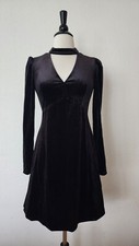 Anthropologie Dress Size Small Velvet Black Mock Neck Retro Wednesday Adams