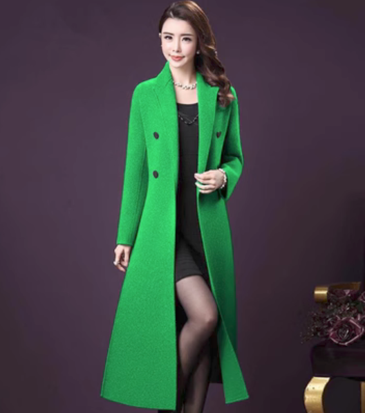 ALTRA Giacca cappotto invernale da donna risvolto lungo miscela lana autunno trincea slim outwear taglia