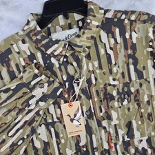 Duck Camp Woodland Camo Hunting Shirt Mens XL Long Sleeve Button Up Nylon New