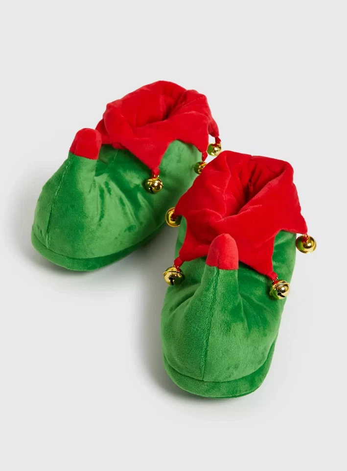 Novelty Christmas Elf Slippers Men's Size 9-10 Festive House Shoes - Image 1 of 4