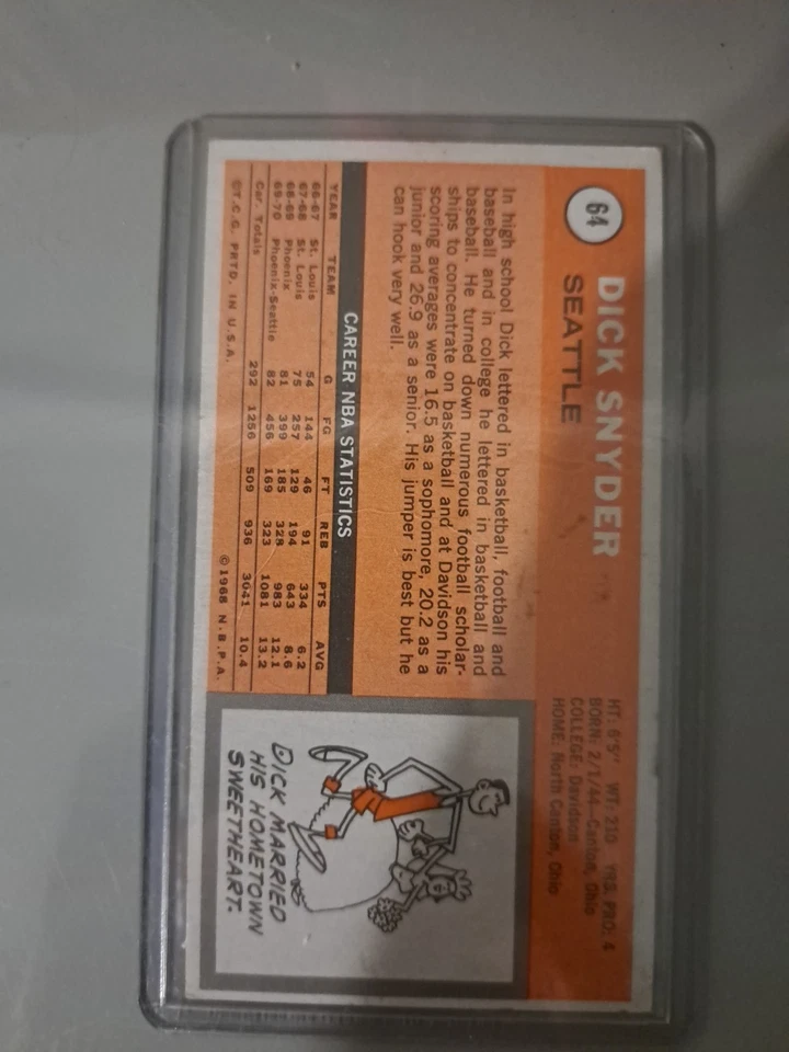 1970-71 Topps - Dick Snyder #64 - Image 2 of 2