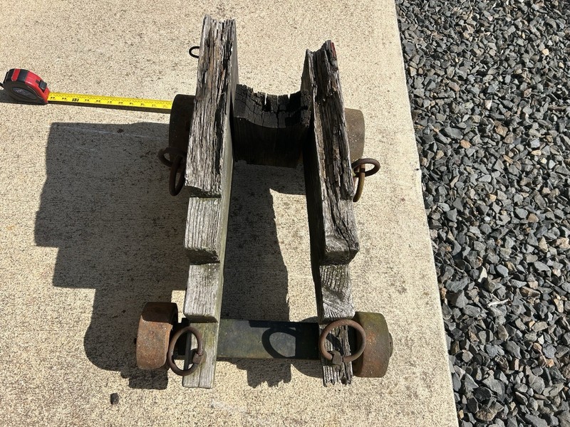 Antique Canon Base With Original Iron Wheels