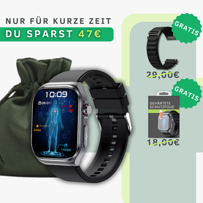 FITWatch PRO 2 | Gesundheitsuhr | Herzüberwachung 24/7 | Smarte Blutdruckmessung